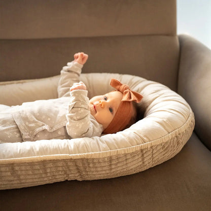 Babynest Cord creme - Mitwachsendes Kuschelnestchen & Reisebett ab Geburt