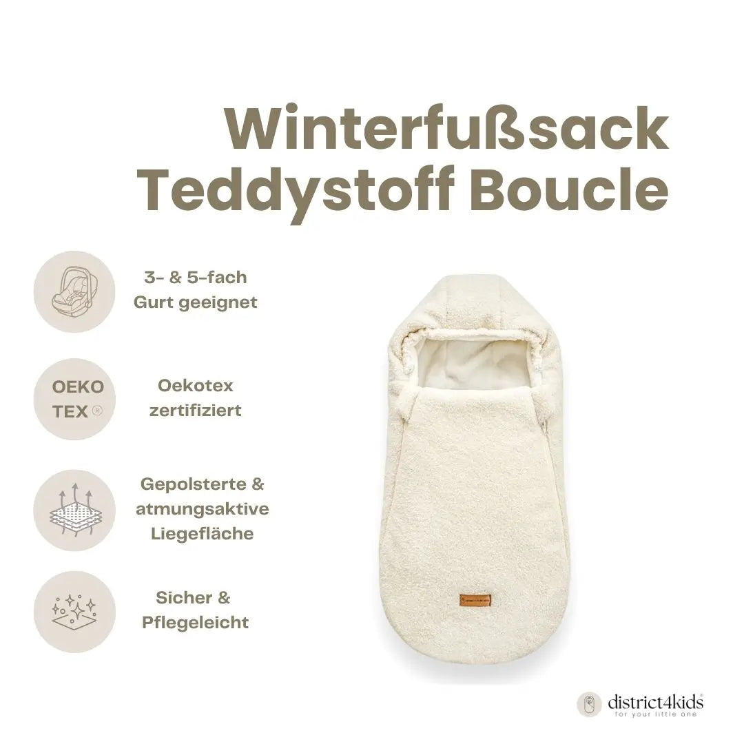 Winterfußsack Bouclé - Kuscheliger 3.5 TOG Fußsack aus recyceltem rPET