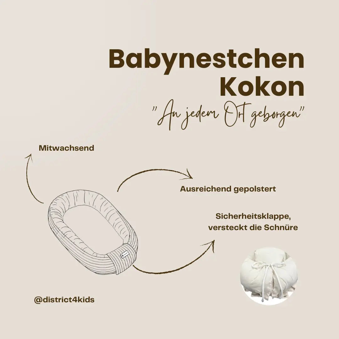 Babynest Bouclé Beige - Mitwachsendes Kuschelnest aus weichem Teddystoff