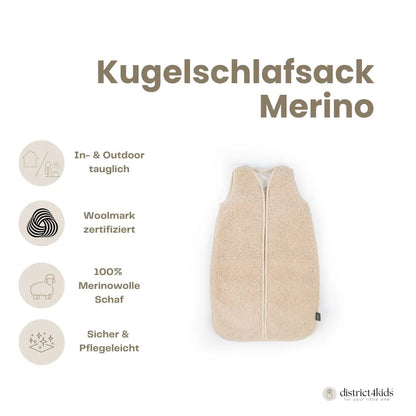 Babyschlafsack Merinowolle Wollwalk - 3.5 TOG Winterschlafsack mit Teddy-Futter