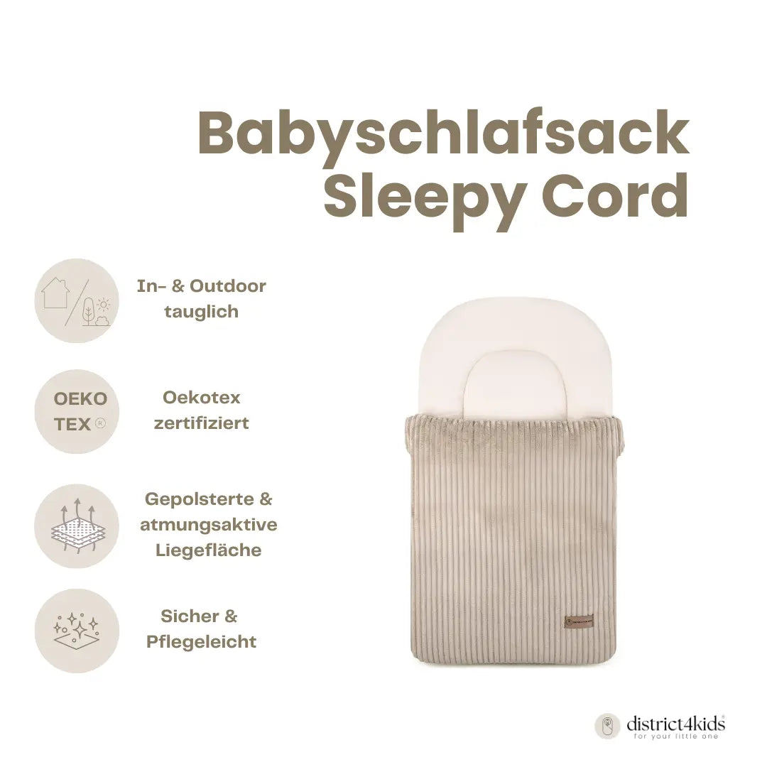 Babyschlafsack Sleepy Cord - 2.5 TOG Ganzjahres-Schlafsack im Steckkissen-Design