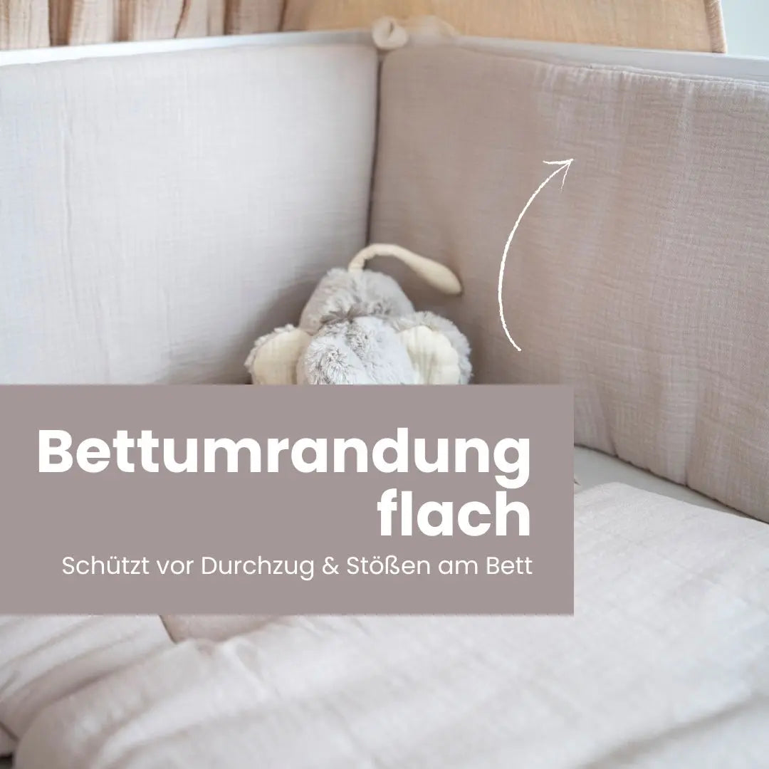 Bettumrandung Musselin - Weicher Nestchen-Schutz für Babybett & Beistellbett