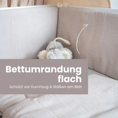 Bettumrandung Musselin - Weicher Nestchen-Schutz für Babybett & Beistellbett
