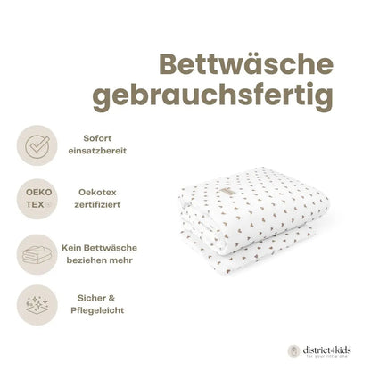 Kinderbettwäsche Musselin Herzen - 2.5 TOG Bettwäsche-Set mit Kissen & Decke
