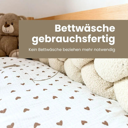 Kinderbettwäsche Musselin Herzen - 2.5 TOG Bettwäsche-Set mit Kissen & Decke