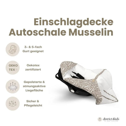 Einschlagdecke Musselin Leo - 2.5 TOG Einschlagdecke für Babyschale & Autositz