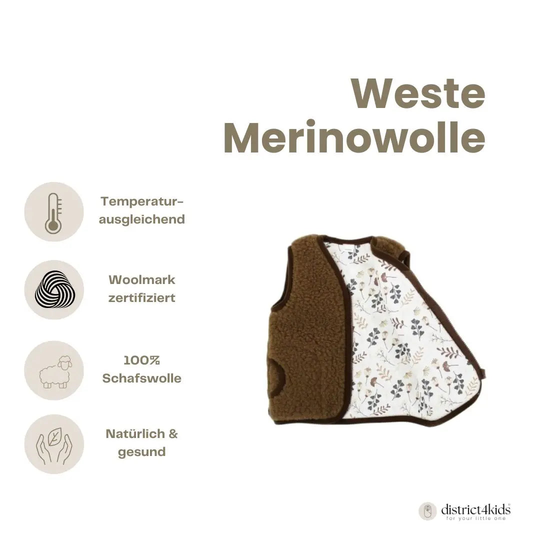 Kinderweste Merino Muster - Warme Merino-Weste mit Baumwollfutter und Woolmark-Zertifikat
