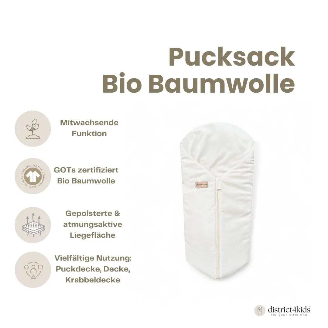 Pucksack Bio-Baumwolle - Mitwachsender Ganzjahres-Babyschlafsack (2.5 TOG)