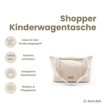 Mom Bag Cord Creme - Großer Cord-Shopper für den Kinderwagen
