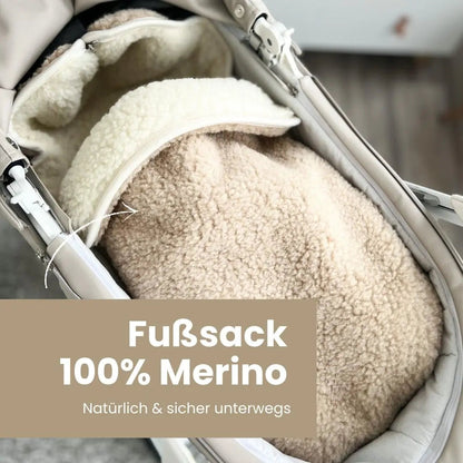 Winterfußsack Merino - Kuschelwarmer Fußsack aus 100% Merinowolle für die Babywanne