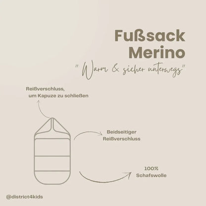 Winterfußsack Merino - Kuschelwarmer Fußsack aus 100% Merinowolle für die Babywanne