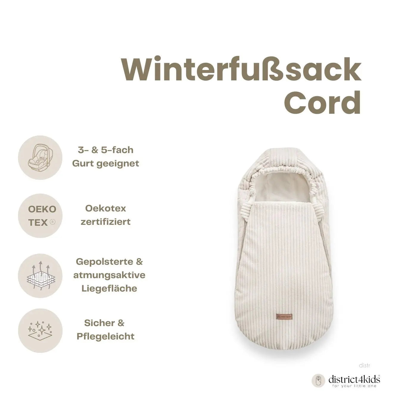 Winterfußsack Cord - Warm gefütterter Kinderwagen-Fußsack (3.5 TOG)
