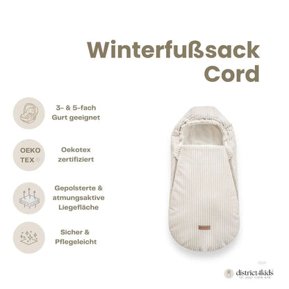 Winterfußsack Cord - Warm gefütterter Kinderwagen-Fußsack (3.5 TOG)