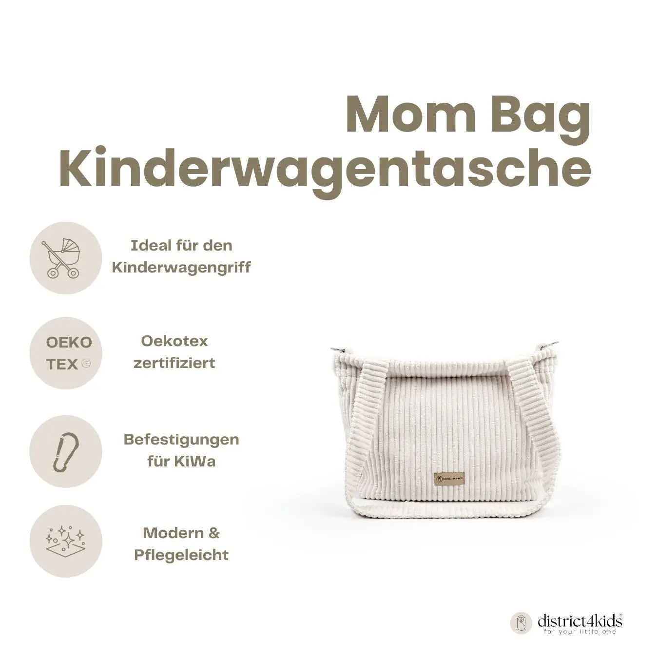 Wickeltasche Cord - Geräumige Kinderwagentasche aus weichem Cord-Polyester