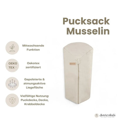 Pucksack Musselin - 2.5 TOG Ganzjahres-Pucksack mitwachsend