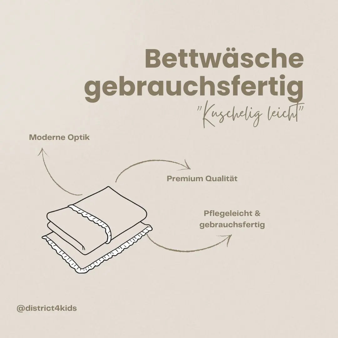 Kinderbettwäsche Musselin einfarbig - 2.5 TOG Bettwäsche-Set mit Kissen & Decke