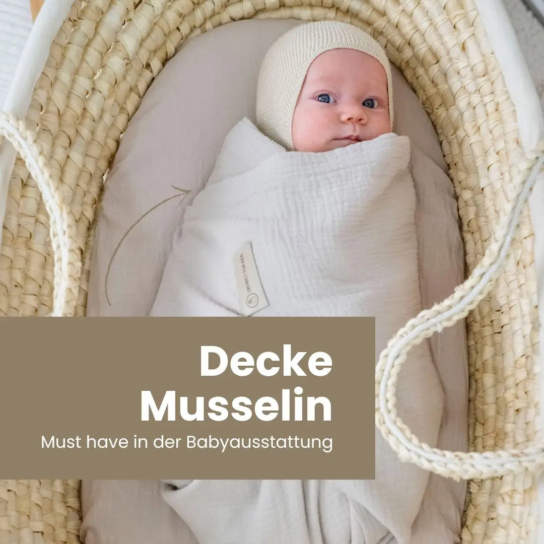 Musselindecke einfarbig - Doppellagiges Schmuse- & Pucktuch aus Baumwolle (75 x 100 cm)