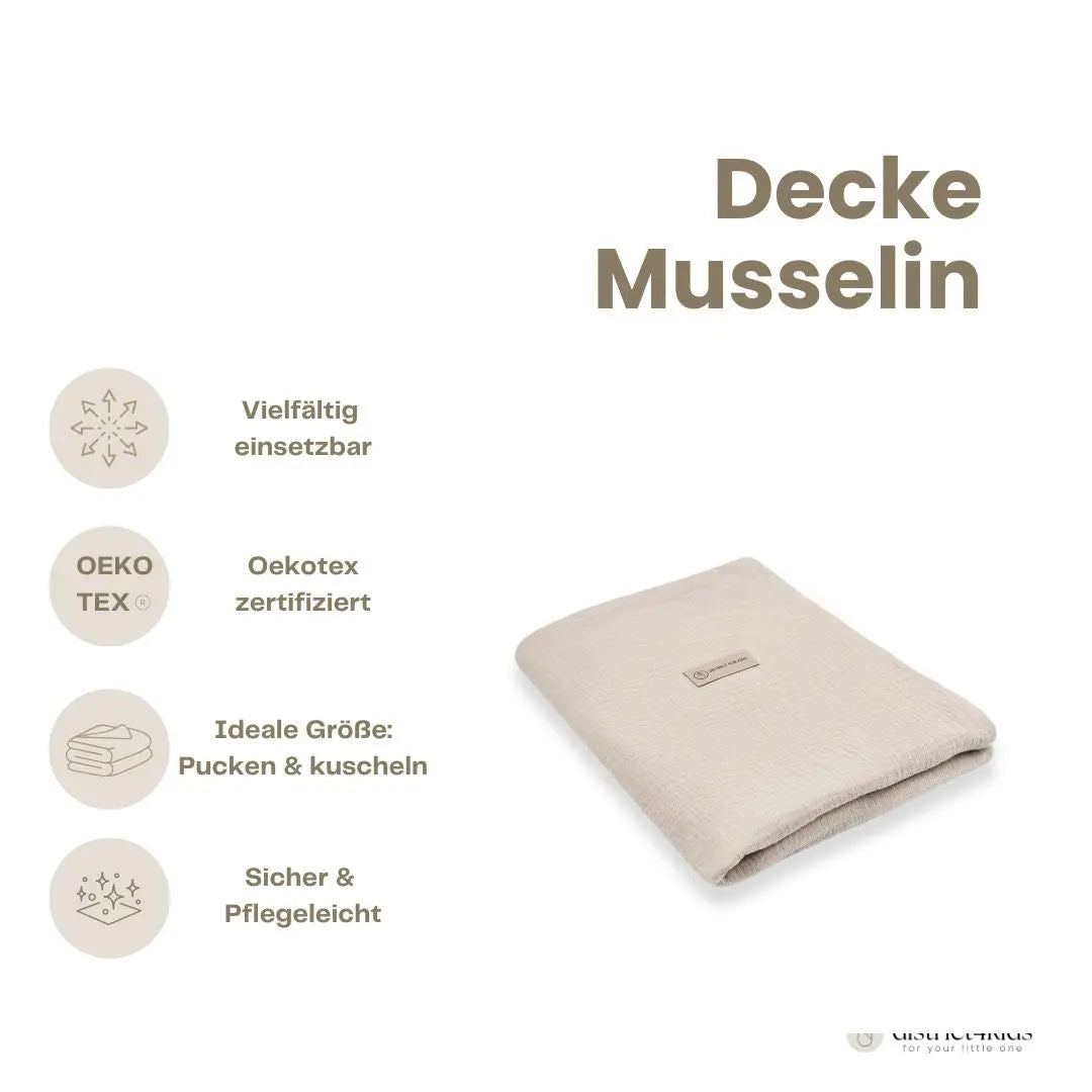 Musselindecke einfarbig - Doppellagiges Schmuse- & Pucktuch aus Baumwolle (75 x 100 cm)