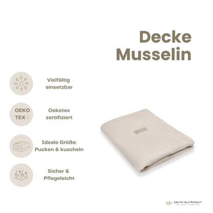 Musselindecke einfarbig - Doppellagiges Schmuse- & Pucktuch aus Baumwolle (75 x 100 cm)
