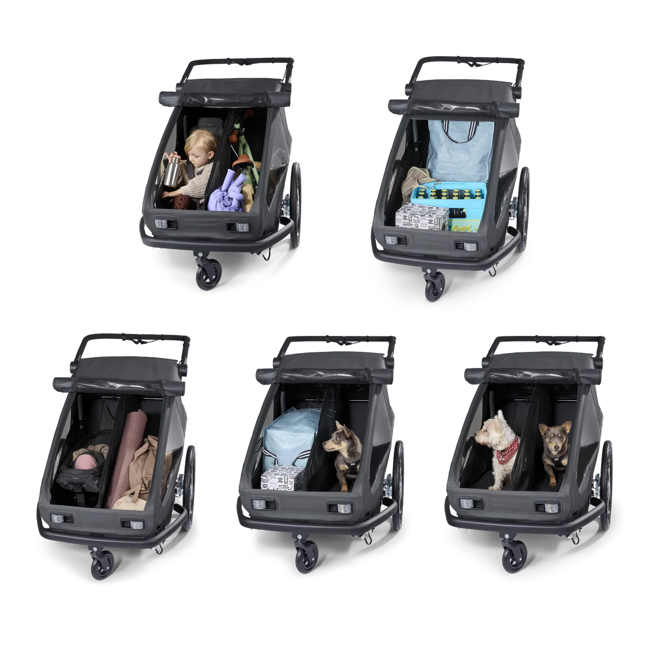 Croozer Yuuna 2025 - modularer Fahrradanhänger & Buggy | Moonlight Black