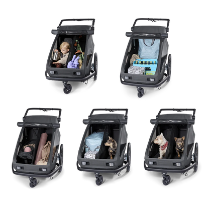 Croozer Yuuna 2025 - modularer Fahrradanhänger & Buggy | Moonlight Black