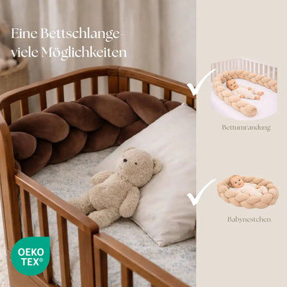Bettschlange Velours - Geflochtener Bettzopf als weiche Bettumrandung