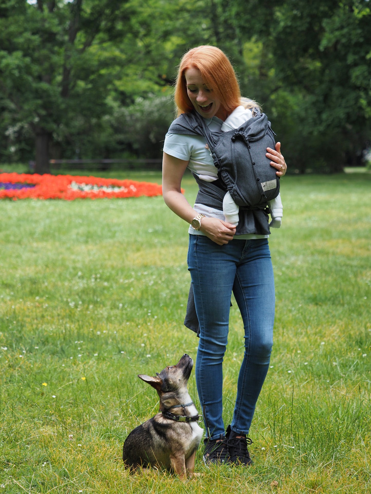 Bondima Babytrage ab Geburt - Ergonomische Half-Buckle mit Tuchträgern