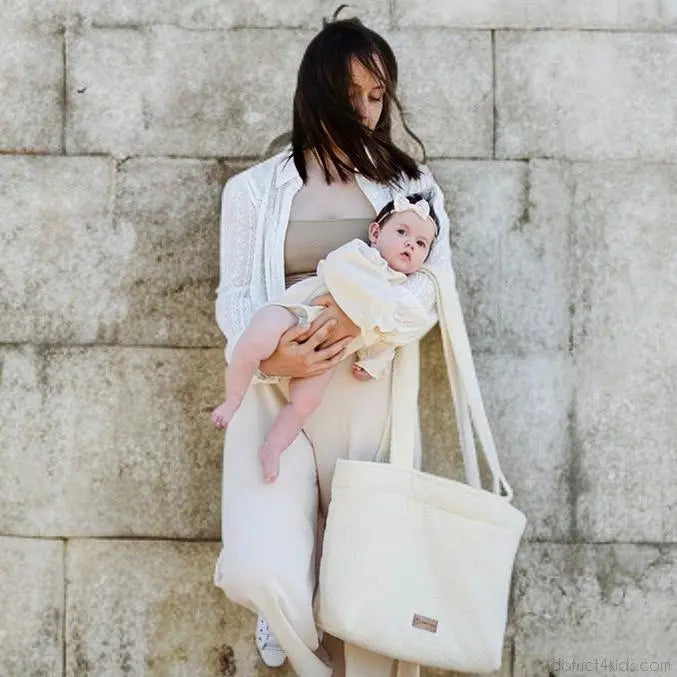 Wickeltasche Bouclé - Geräumige Kinderwagentasche aus weichem Teddystoff