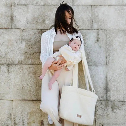 Wickeltasche Bouclé - Geräumige Kinderwagentasche aus weichem Teddystoff