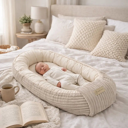 Babynest Cord creme - Mitwachsendes Kuschelnestchen & Reisebett ab Geburt