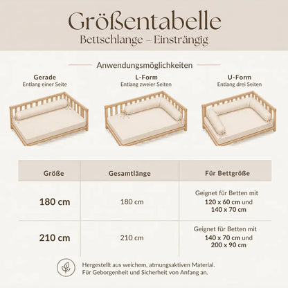 Bettschlange einsträngig Cord - Weicher 3-in-1 Bettzopf fürs Babybett