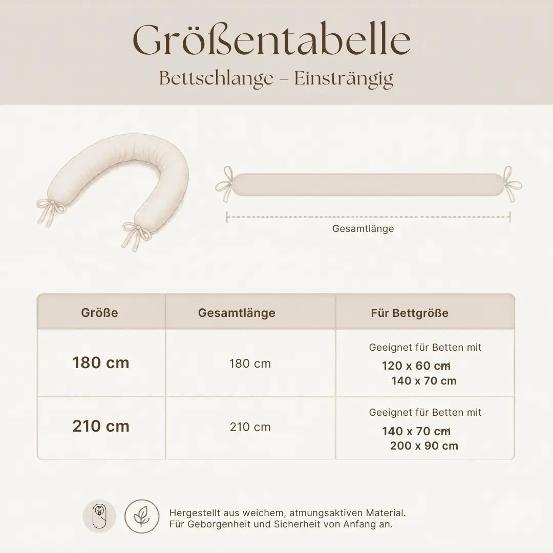 Bettschlange einsträngig Cord - Weicher 3-in-1 Bettzopf fürs Babybett