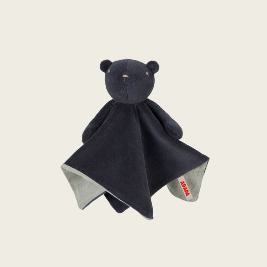 Schmusetuch Bär Jermaine - 28x28cm Premium Schnuffeltuch aus Bio-Baumwolle & Leinen (Made in France)