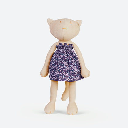 Kuscheltier Katze Gisel - 44cm Premium Plüschkatze aus Bio-Baumwolle (Made in France)