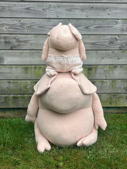 Riesen Kuscheltier Schwein Helmut XXL - 65cm Premium Plüschschwein aus Bio-Baumwolle (Made in France)