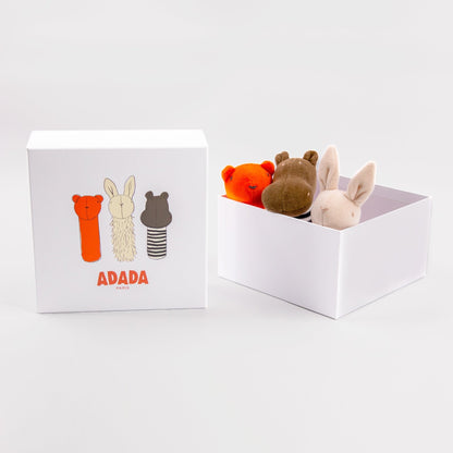 Baby Rasseln 3er-Set - Premium Stoff-Greiflinge aus GOTS Bio-Baumwolle (Geschenkbox)