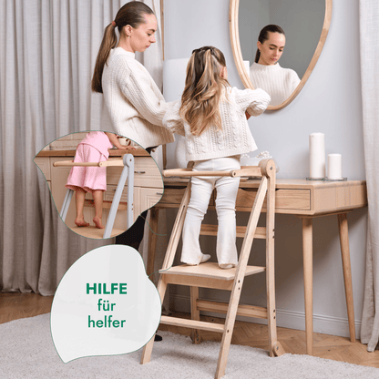 Holz Lernleiter Montessori - Faltbarer Lernturm & Küchenhelfer für Kinder