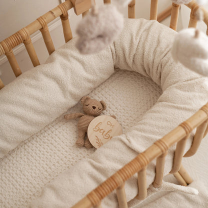 Bettschlange einsträngig Bouclé - Kuschelige 3-in-1 Bettumrandung aus weichem Teddystoff