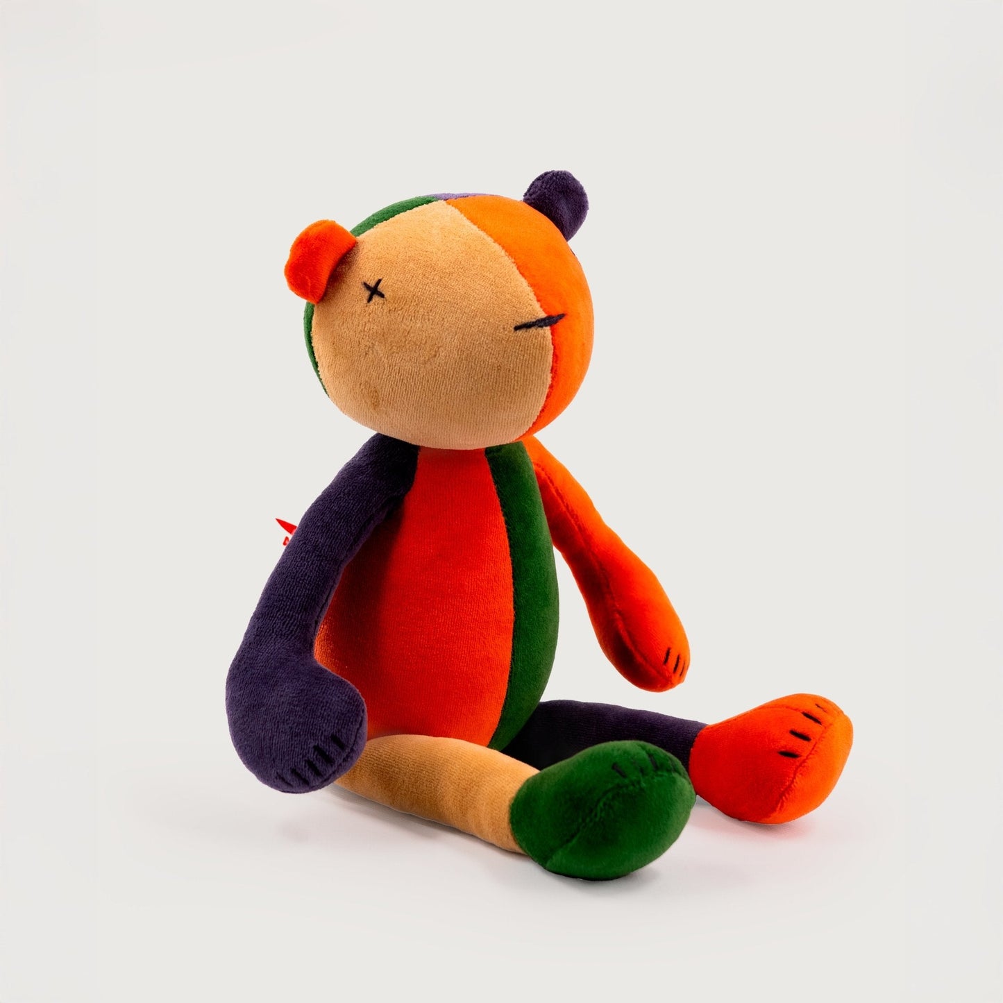 Design Kuscheltier Bär Jermaine Multicolor - 42cm Premium Teddybär aus Bio-Baumwolle (Made in France)