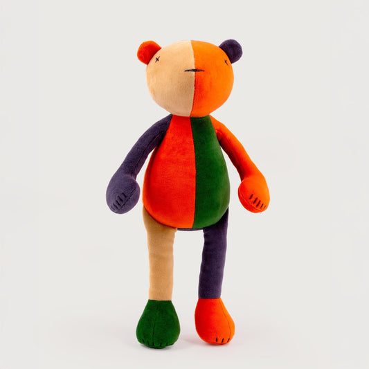 Design Kuscheltier Bär Jermaine Multicolor - 42cm Premium Teddybär aus Bio-Baumwolle (Made in France)