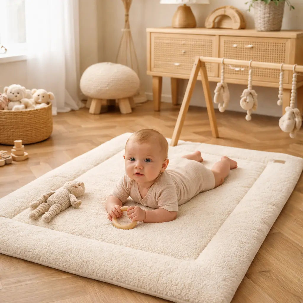 Krabbeldecke Bouclé - Weiche Spielmatte & Krabbeldecke im Teddy-Look