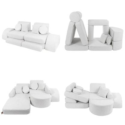 MeowBaby Spielsofa Mini Max Bouclé-Weiss