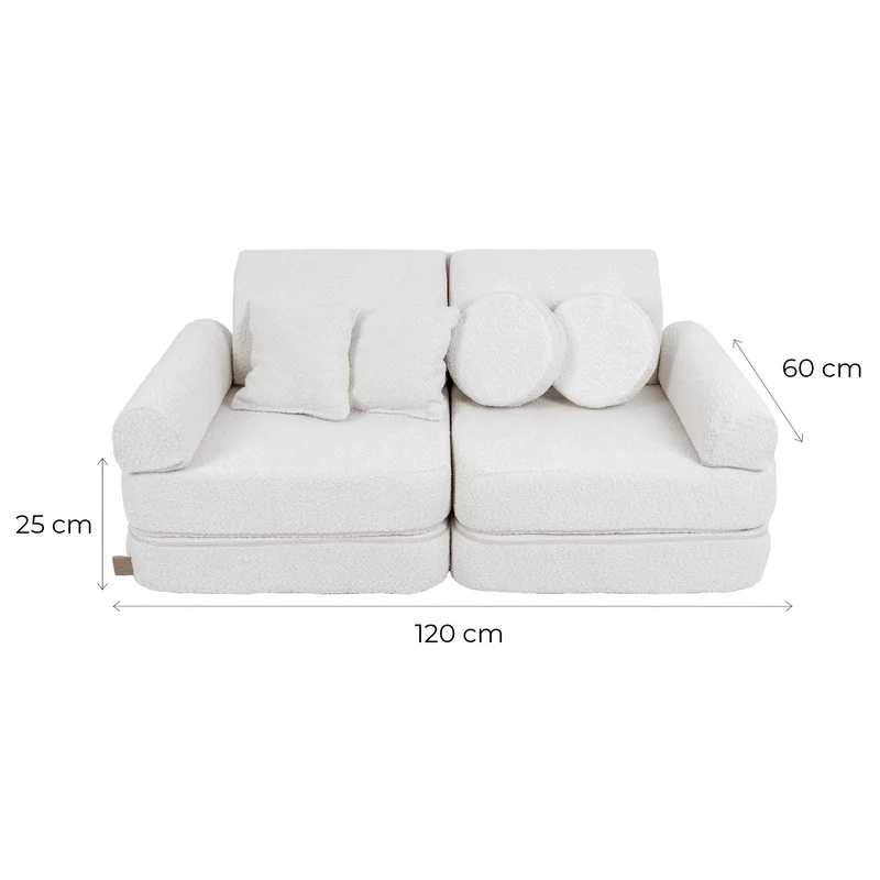 MeowBaby Spielsofa Mini Plus Bouclé-Weiss