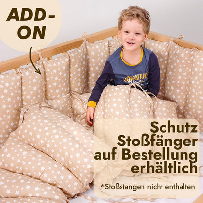 Montessori Bodenbett Holz - Hausbett & Laufstall mit Betthimmel ab 6 Monaten