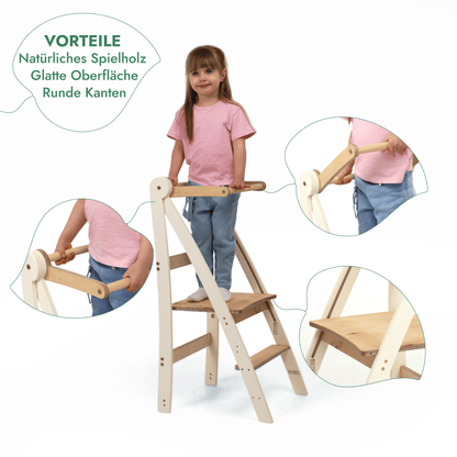 Montessori Lernturm Holz - Höhenverstellbarer Küchenhelfer & Tritthocker