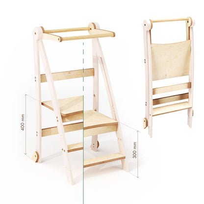 Montessori Lernturm Holz - Höhenverstellbarer Küchenhelfer & Tritthocker