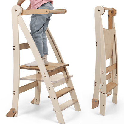 Montessori Lernturm Holz - Höhenverstellbarer Küchenhelfer & Tritthocker