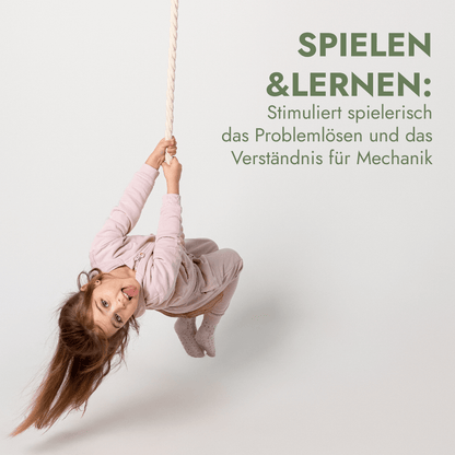 Set aus drei Schaukeln Holz - Tellerschaukel, Turnringe & Strickleiter für Kinder