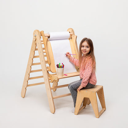 Staffelei mit Kinderstuhl Holz - Kunst-Erweiterung für Kletterdreieck