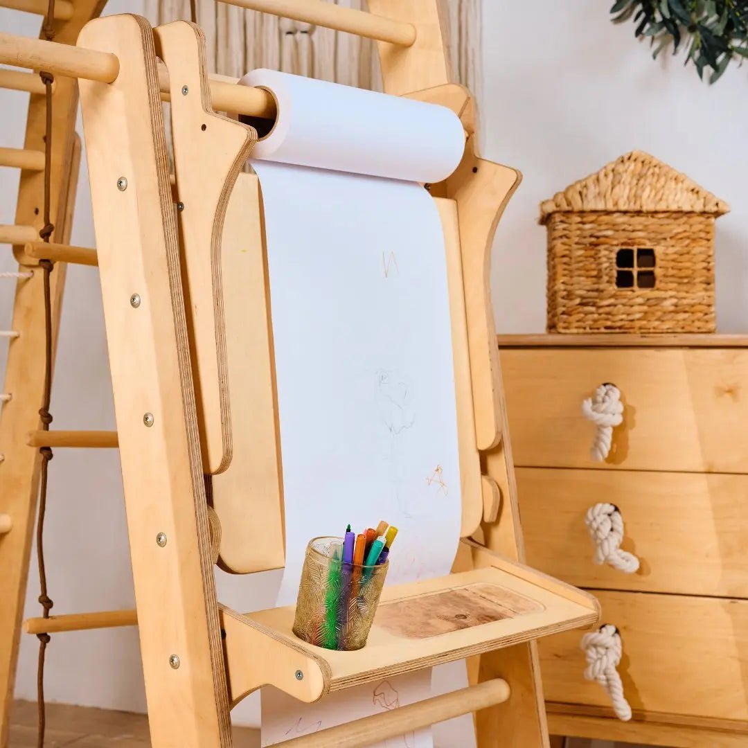 Staffelei mit Kinderstuhl Holz - Kunst-Erweiterung für Kletterdreieck